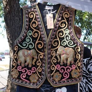 Vintage Embroidered Elephant Vest